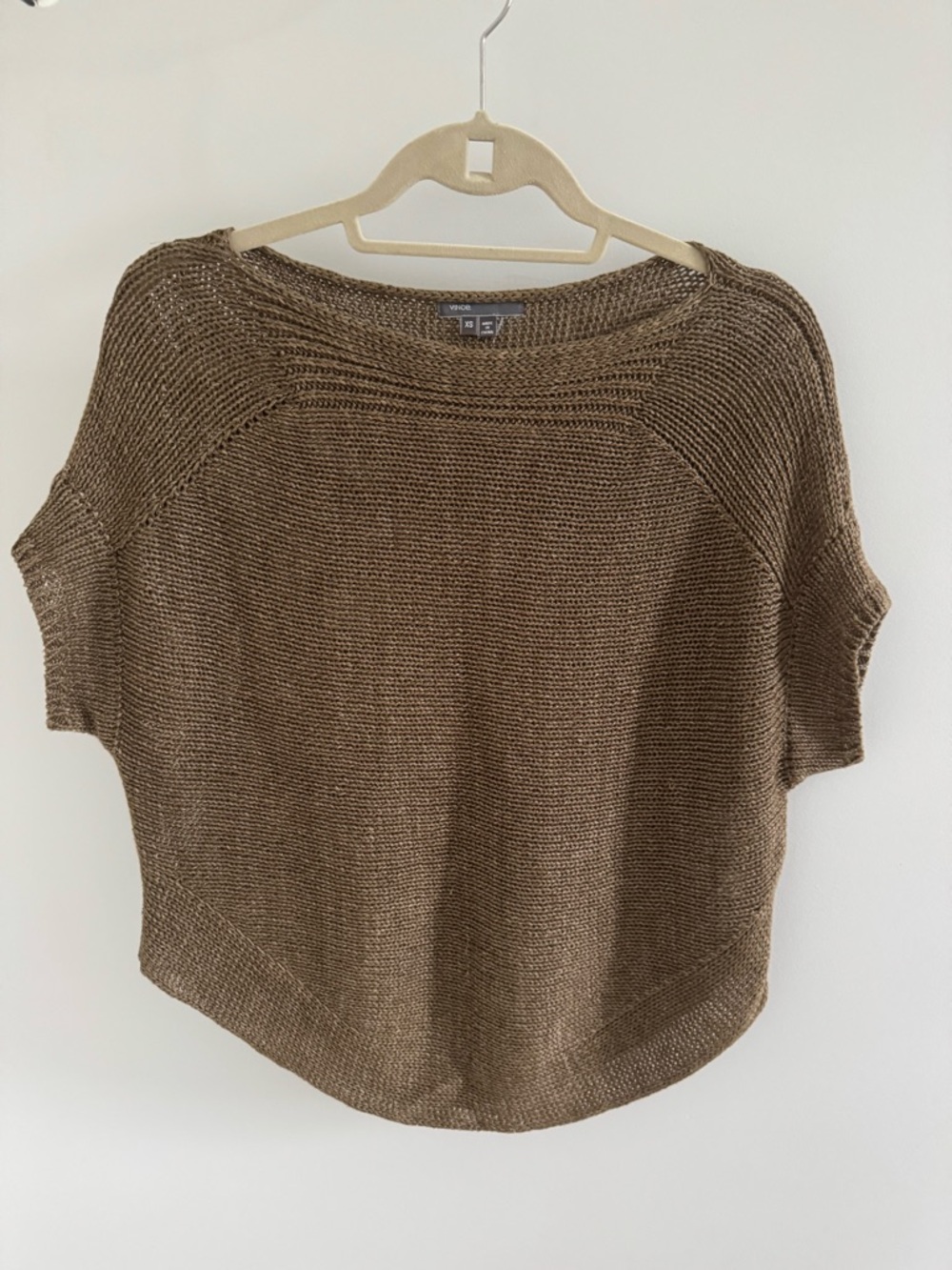 Vince Olive Brown Relaxed Crewneck Short Sleeve Sweater - Picture 2 of 4